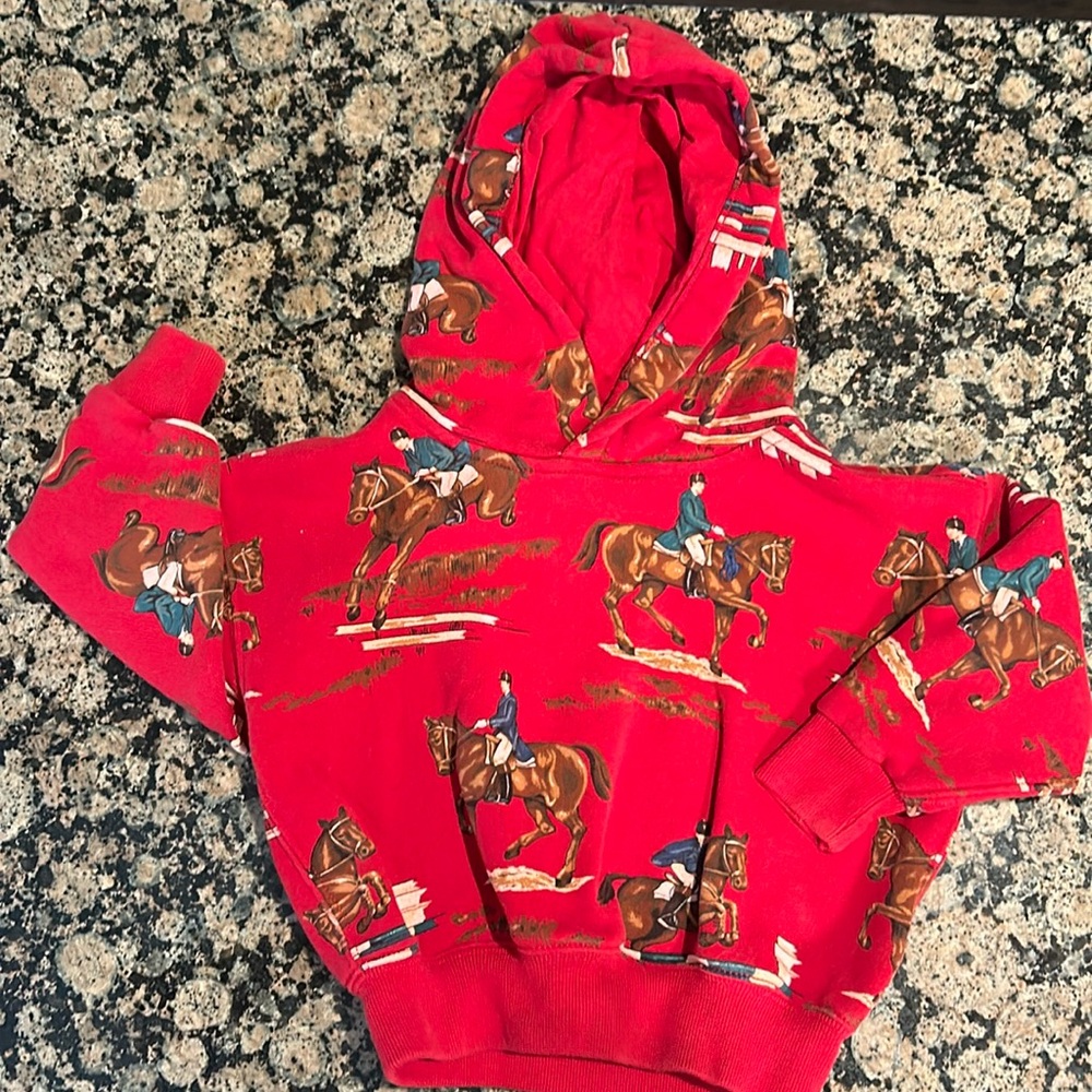 Equestrian-Print Fleece Hoodie - size 2T